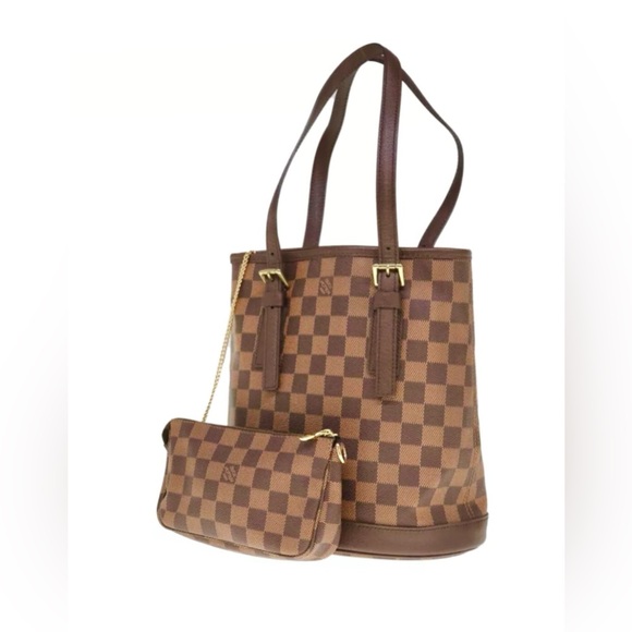 Louis Vuitton Handbags - LOUIS VUITTON Damier Ebene Marais Shoulder Bag with detachable pouch